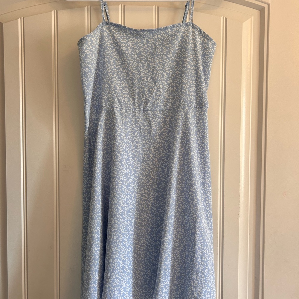 Blue Floral Spaghetti Strap Dress